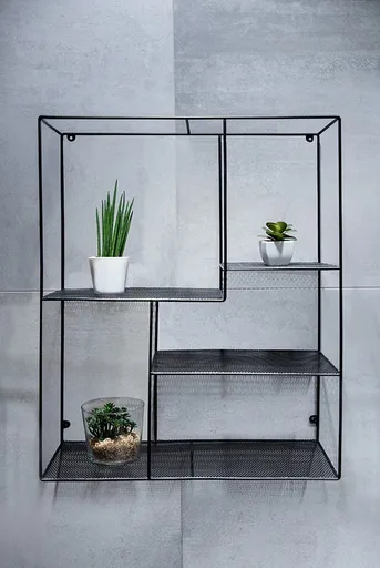 OLSEN SPA Nástěnná drátěná polička, 50x60x20 černá barva KD02081781