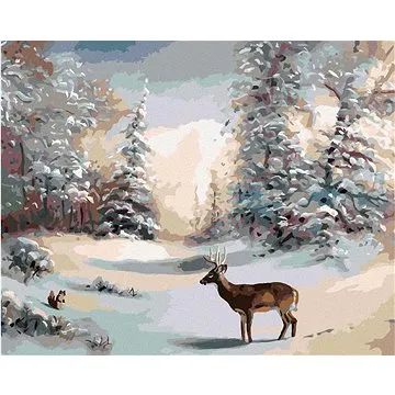 Zuty - Malování podle čísel - JELEN A ZIMNÍ LES (D. RUSTY RUST), 80x100 cm, vypnuté plátno na rám (HRAmmb03289nad)