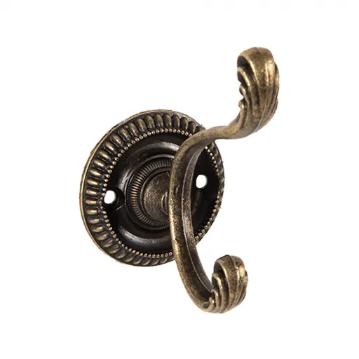 Mosazný antik kovový nástěnný háček - 4*6*7 cm Clayre & Eef