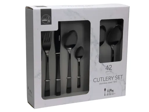 HIT Sada příborů TAVOLA 42ks černá