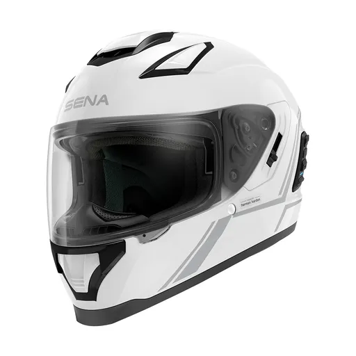 Moto přilba SENA Stryker s integrovaným Mesh headsetem Shine White lesklá bílá XL (61-62)