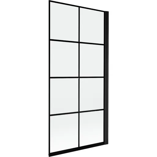 MEXEN MIST vanová zástěna 90x150 cm 6mm 1-s, černá, dekor, pravá 8A9-090-001-70-77-P