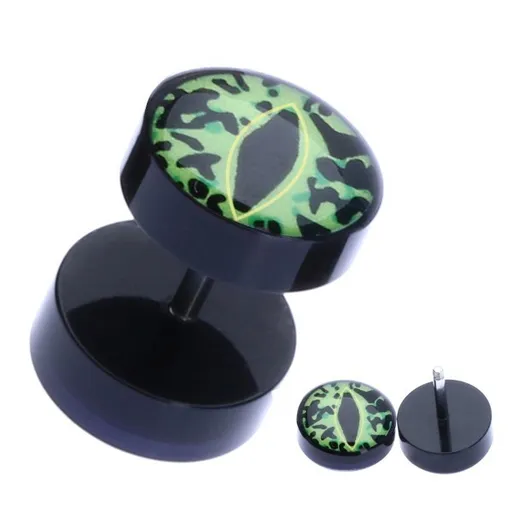 Akrylový fake piercing do ucha se zeleným kočičím okem
