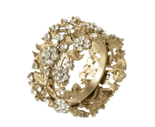 6ks zlatý kovový držák na ubrousky se zdobením a kamínky Luxy - Ø 5*3cm J-Line by Jolipa