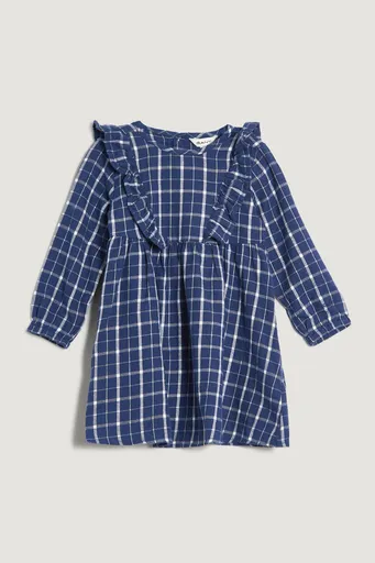 ŠATY GANT CHECKED FLANNEL FRILL DRESS PERSIAN BLUE