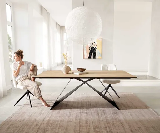 Jídelní stůl Edge 200x100 keramika stůl Laminam® Sabbia podnož