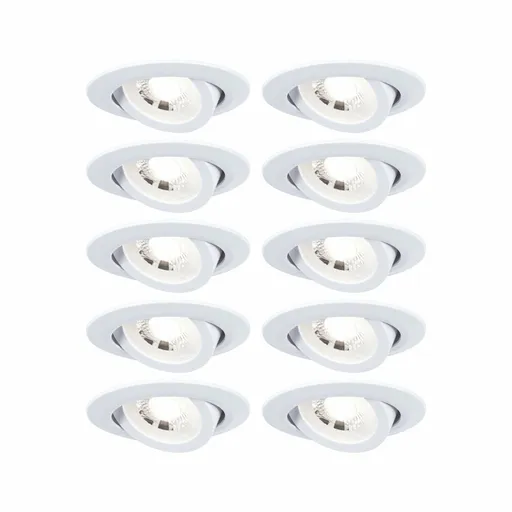 PAULMANN LED vestavné svítidlo 3-krokové-stmívatelné 10ks-sada výklopné kruhové 82mm 70° 10x4,8W 230V 3000K bílá mat