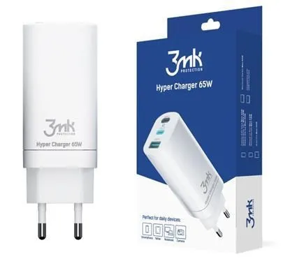 3mk síťová nabíječka - Hyper Charger 65W, bílá