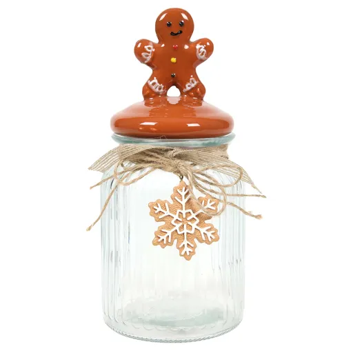 HIT Skleněná dóza na cukroví 21,5cm perníček