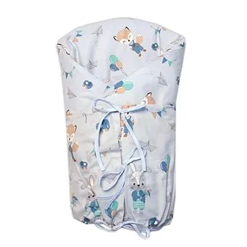 Baby Nellys Klasická retro zavinovačka LALLY šněrovací s výplní, Liška a zajíc, modrá (134485)