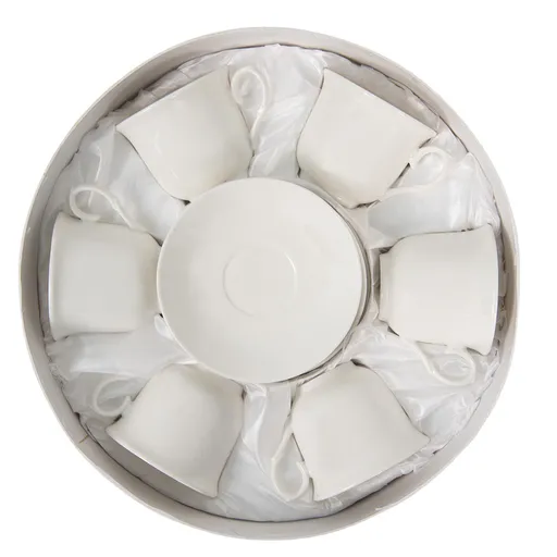 6ks bílý porcelánový šálek s podšálkem v dárkové krabičce - 220 ml Clayre & Eef