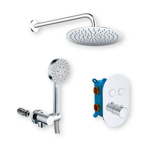 Mereo Sprchová sada s termostatickou podomítkovou tlačítkovou baterií 2-cestná oválný kryt CB60106TB3