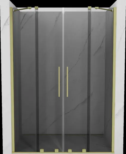 MEXEN/S Velar Duo posuvné sprchové dveře 150, grafit, zlatá kartáčovaná 871-150-000-42-55
