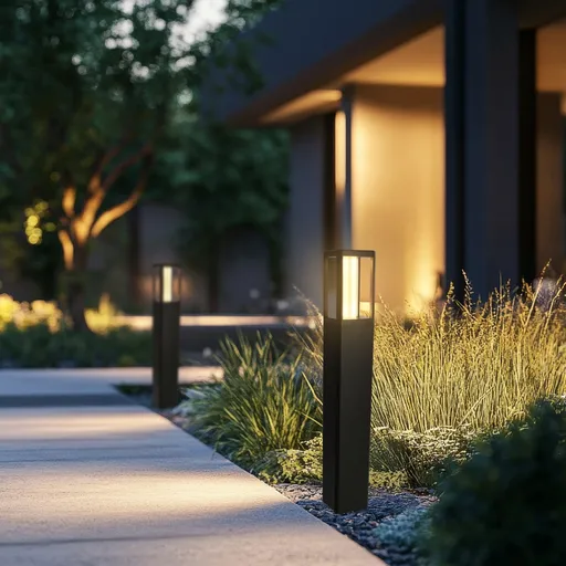 Zahradní LED lampa CROCUS – černý sloup 2x6W IP65 – moderní osvětlení zahradních cest