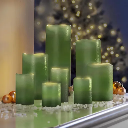 Weltbild LED Skutečné voskové svíčky, zelené, sada 8 ks