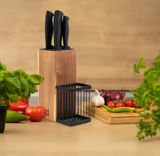 Stojan na nože a kuchyňské náčiní s 5 ks nožů