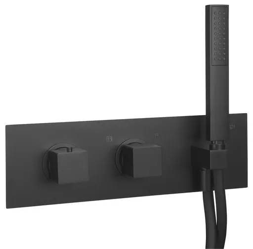 SAPHO DIMY podomítková sprchová/vanová termostatická baterie s ruční sprchou, 2 výstupy, černá mat DM493BL