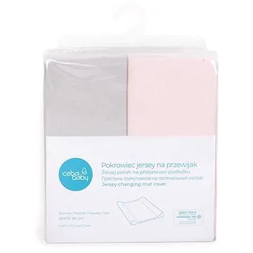 CEBA Potah na přebalovací podložku 50 × 70 – 80 cm 2 ks - Light Grey+Pink (5907672328898)