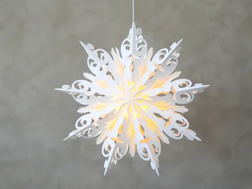 Krémová papírová hvězda Vintage Paper Star v dárkové krabičce - 54*23*54cm Chic Antique