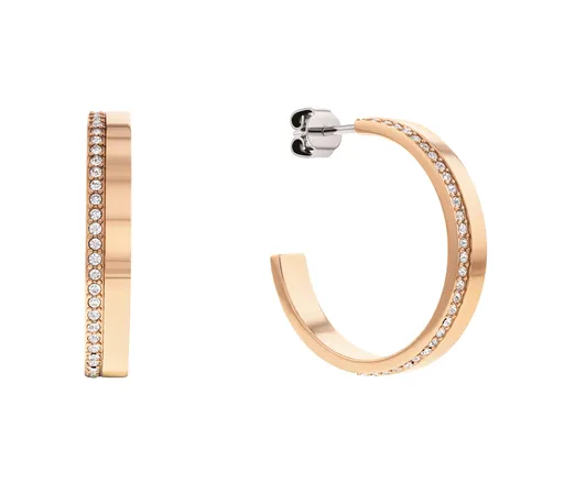 Calvin Klein Růžově pozlacené náušnice s krystaly Minimal Linear 35000165