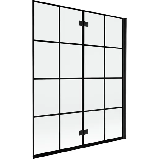 MEXEN MIST vanová zástěna 140x150 cm 6mm 2-s, černá, dekor, pravá 8A9-140-002-70-77-P