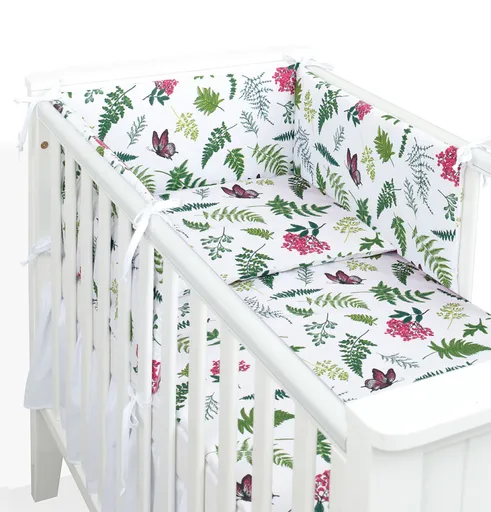 Mamo Tato Mantinel s povlečením do postýlky, 3D sada Bavlna, Kapradí, 135x100 cm