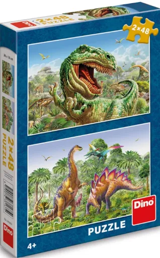 Puzzle Souboj dinosaurů 2x48 dílků