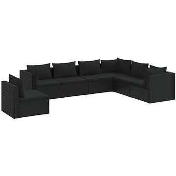 7dílná zahradní sedací souprava s poduškami polyratan černá, 3102352 (3102352)