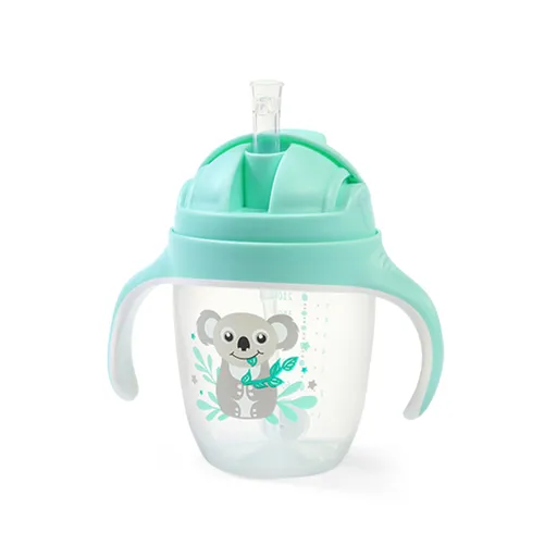 Babyono Hrnek učicí s brčkem Koala 6m+ 240 ml 1 ks mintový