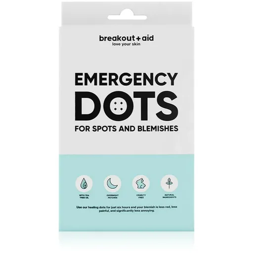 breakout + aid Emergency Dots For Spots and Blemishes lokální péče proti akné na obličej, dekolt a záda s Tea Tree oil 72 ks