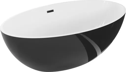 MEXEN/S Nike volně stojící vana 175 x 100, bílá/černá, sifon a přepad černá 54071751075-70