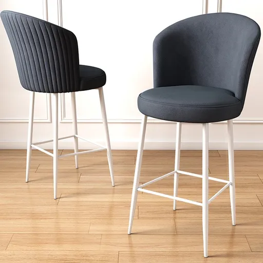Bar Stool Set (4 Pieces) Fora - Anthracite, White