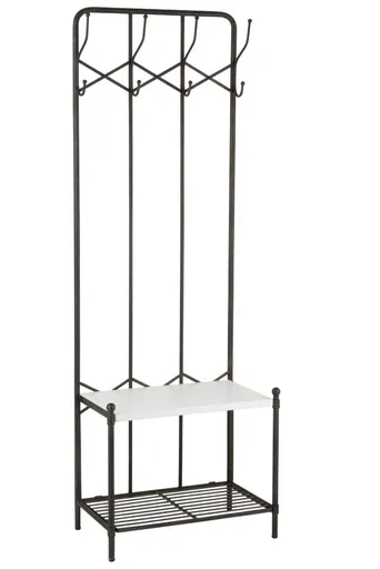 Černý kovový věšák s dřevěnou lavicí Vall - 62*38* 180 cm J-Line by Jolipa