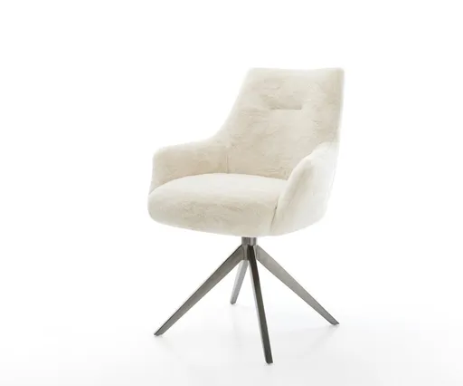 Jídelní židle Alja-Flex s područkami plyšový manšestr krémovo