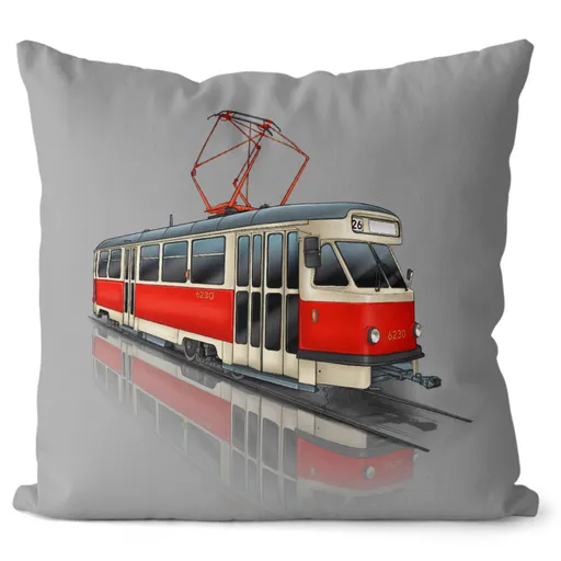 Polštář Tramvaj T2 – červená (Velikost: 40 x 40 cm)