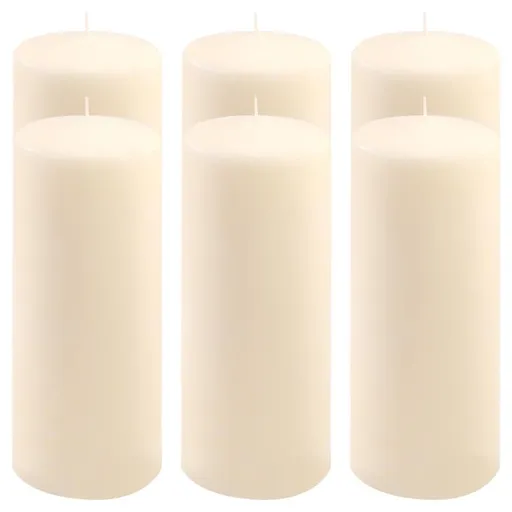 Krémová parafínová svíčka 25 cm, 30 h hoření, sada 6 ks