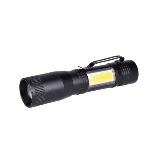 Solight LED kovová svítilna, 150 +60lm, 3W + COB, AA, černá WL115