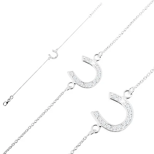 Řetízek na ruku ze stříbra 925 - podkova s čirými zirkony