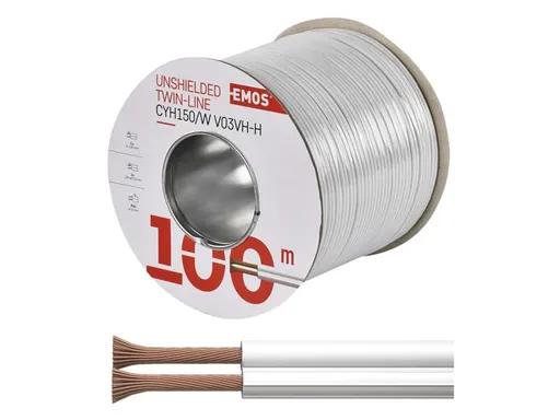 Dvojlinka nestíněná 2x1,5mm2 bílá EMOS S8291 100m