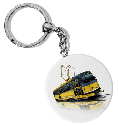 Klíčenka kulatá - Tramvaj T3 – žlutá