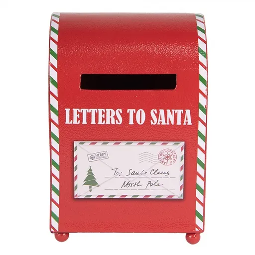 Červená kovová dekorační schránka Letters to Santa - 14*13*19 cm Clayre & Eef