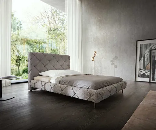 Čalouněná postel Nayara 140x200 cm bouclé stříbrně šedá