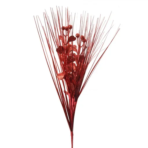 Vánoční červená umělá třpytivá větvička s bobulemi - 31*6*78 cm Clayre & Eef