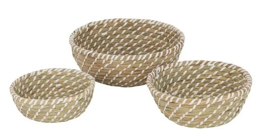 Sada 3ks přírodní košík z mořské trávy Witte - Ø 23*8/ Ø 27*10/ Ø 32*12 cm J-Line by Jolipa