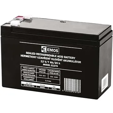 EMOS Bezúdržbový olověný akumulátor 12 V/7 Ah, faston 4,7 mm (1201004300)