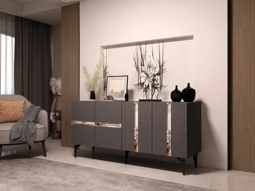 Konzolový stolek Vania - Anthracite, Silver