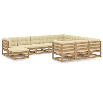 11dílná zahradní souprava s poduškami medově hnědá borovice , 3077087 (3077087)