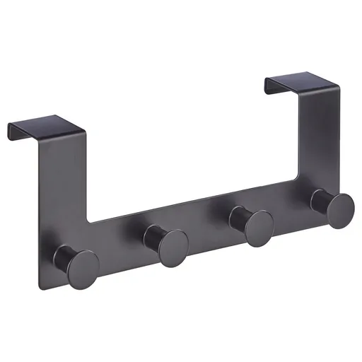 BASIC Věšák na dveře s 4 háčky - černá