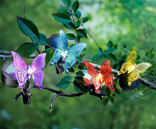 Solární motýlci s klipem, sada 4 ks