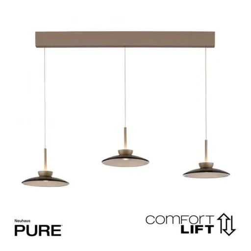 PAUL NEUHAUS LED závěsné svítidlo PURE Moon 3 ramenné nastavitelná výška stmívatelné 2700K bronz / tmavý amber 2193-97